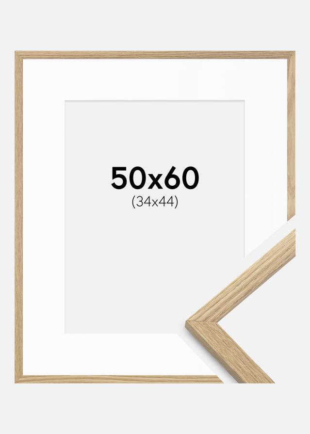 Ram med passepartou Fotolijst Trendy Eiken 50x60 cm - Passe-partout Wit 35x45 cm