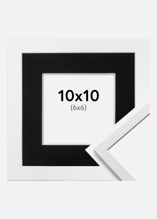 Ram med passepartou Fotolijst Edsbyn Wit 10x10 cm - Passe-partout Zwart 7x7 cm