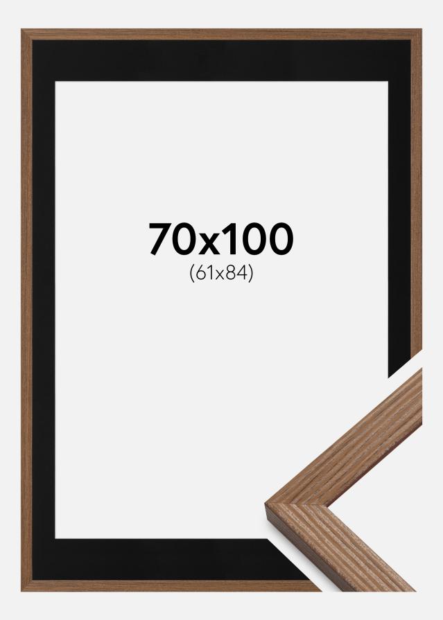 Ram med passepartou Fotolijst Fiorito Donker Eiken 70x100 cm - Passe-partout Zwart 62x85 cm