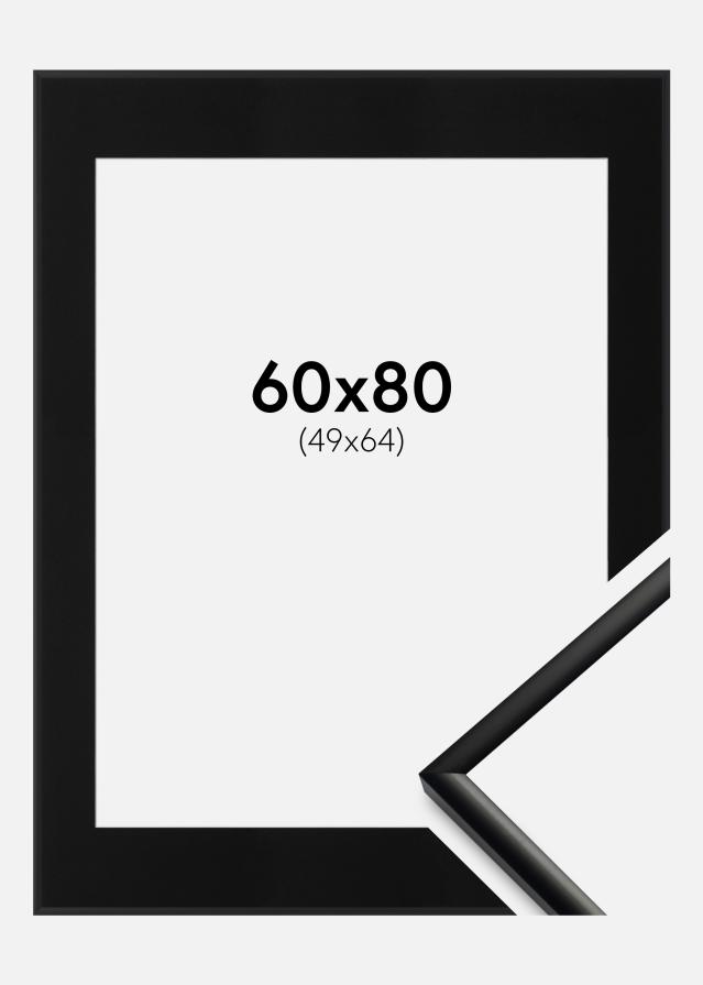 Ram med passepartou Fotolijst New Lifestyle Mat Zwart 60x80 cm - Passe-partout Zwart 50x65 cm