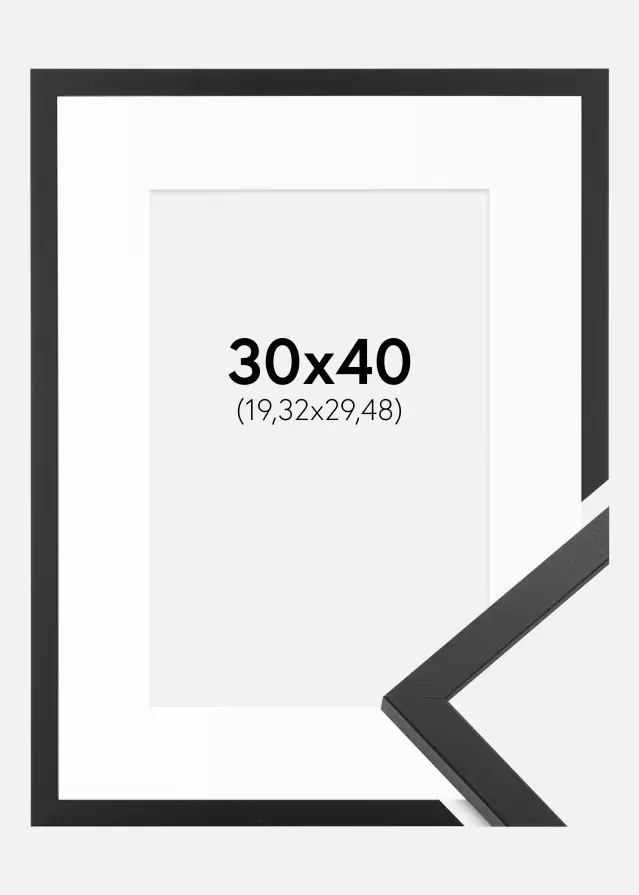 Ram med passepartou Fotolijst Trendy Zwart 30x40 cm - Passe-partout Wit 8x12 inches