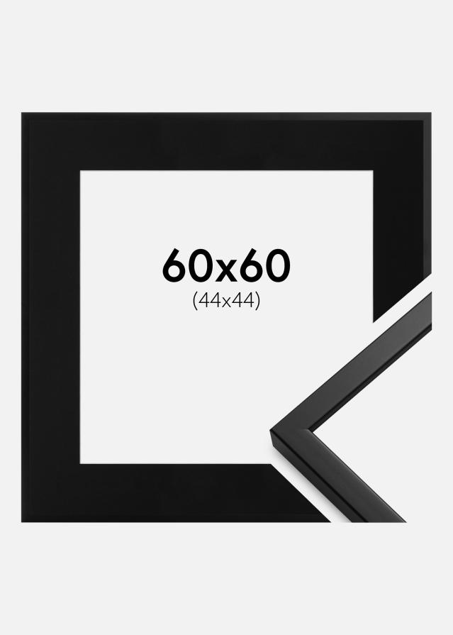 Ram med passepartou Fotolijst Oslo Zwart 60x60 cm - Passe-partout Zwart 45x45 cm