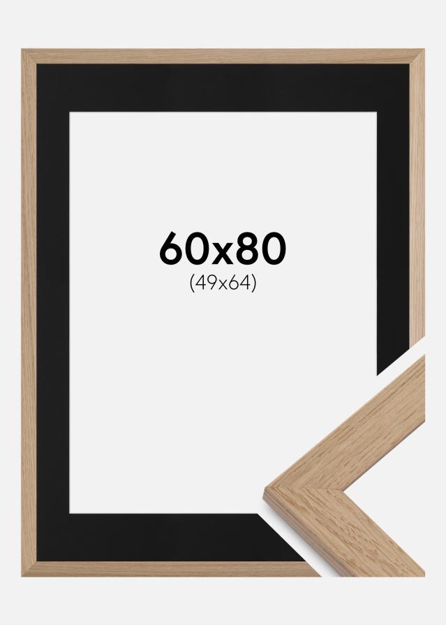 Ram med passepartou Fotolijst Trendline Eiken 60x80 cm - Passe-partout Zwart 50x65 cm
