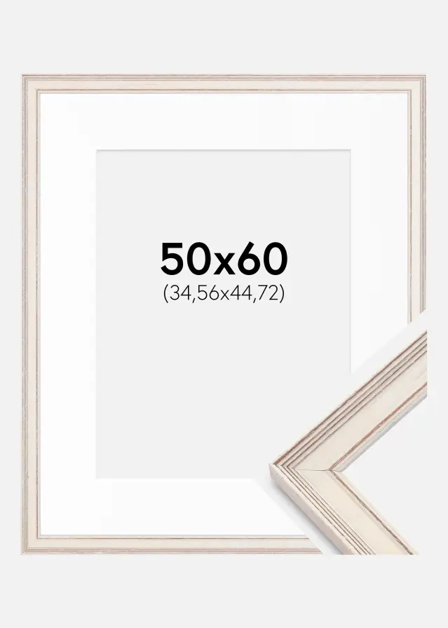 Ram med passepartou Fotolijst Shabby Chic Wit 50x60 cm - Passe-partout Wit 14x18 inches