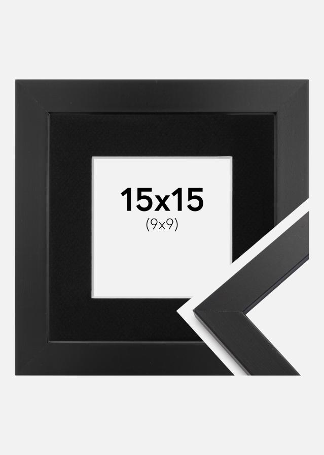 Ram med passepartou Fotolijst Black Wood 15x15 cm - Passe-partout Zwart 10x10 cm