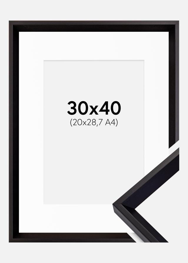 Ram med passepartou Fotolijst Globe Zwart 30x40 cm - Passe-partout Wit 21x29,7 cm (A4)