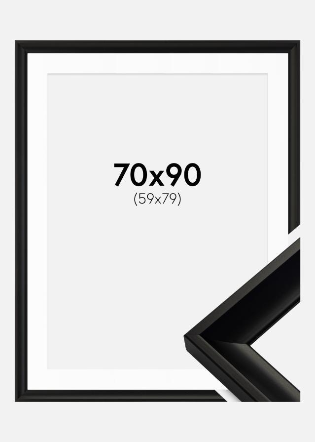 Ram med passepartou Fotolijst Öjaren Zwart 70x90 cm - Passe-partout Wit 60x80 cm
