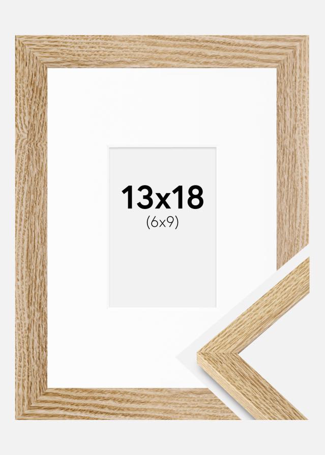 Ram med passepartou Fotolijst Selection Eiken 13x18 cm - Passe-partout Wit 7x10 cm