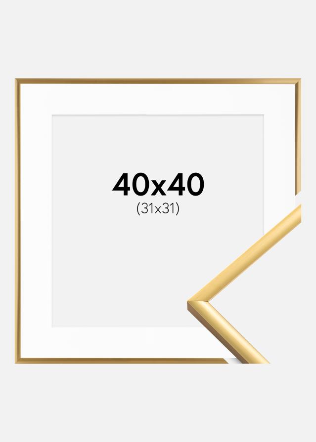 Ram med passepartou Fotolijst New Lifestyle Shiny Gold 40x40 cm - Passe-partout Wit 32x32 cm