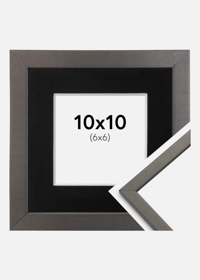 Ram med passepartou Fotolijst Edsbyn Grafiet 10x10 cm - Passe-partout Zwart 7x7 cm