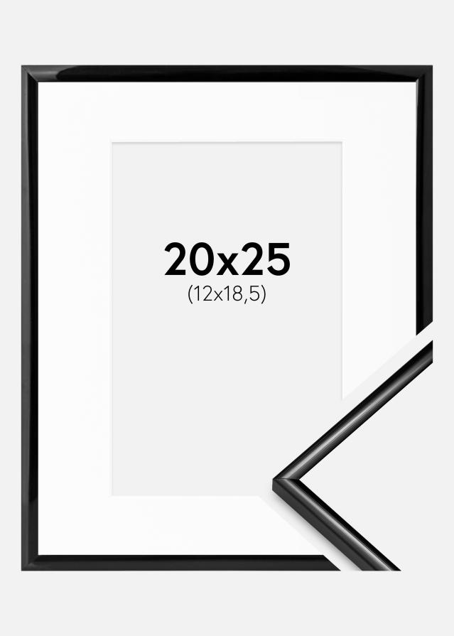 Ram med passepartou Fotolijst Scandi Zwart 20x25 cm - Passe-partout Wit 13x19,5 cm