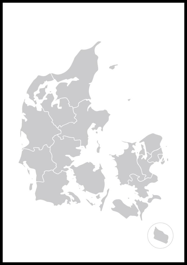 Bildverkstad Map - Danmark - Grijs Poster