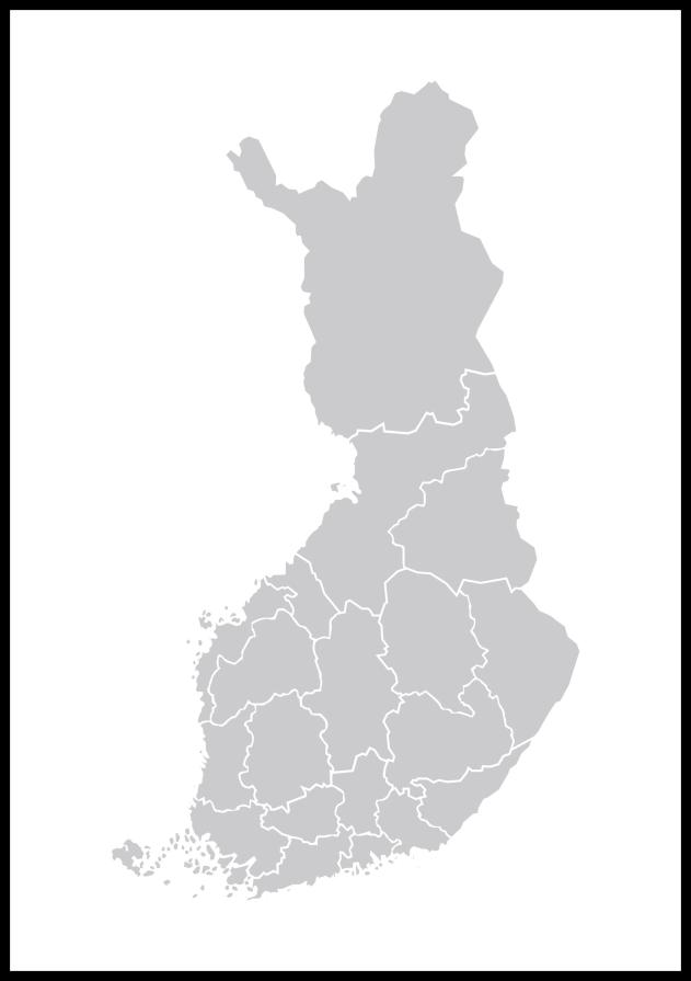 Bildverkstad Map - Finland - Grijs Poster