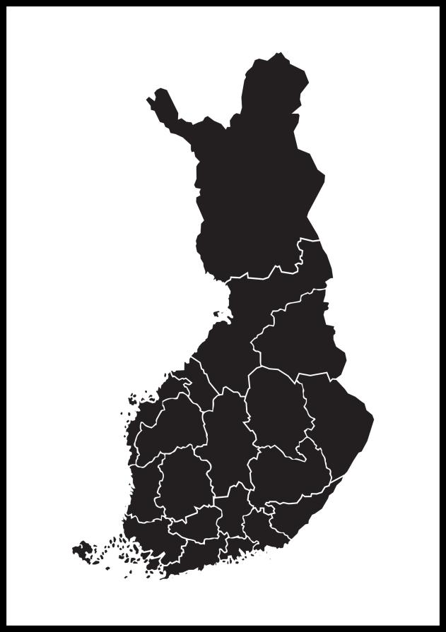Bildverkstad Map - Finland - Black Poster