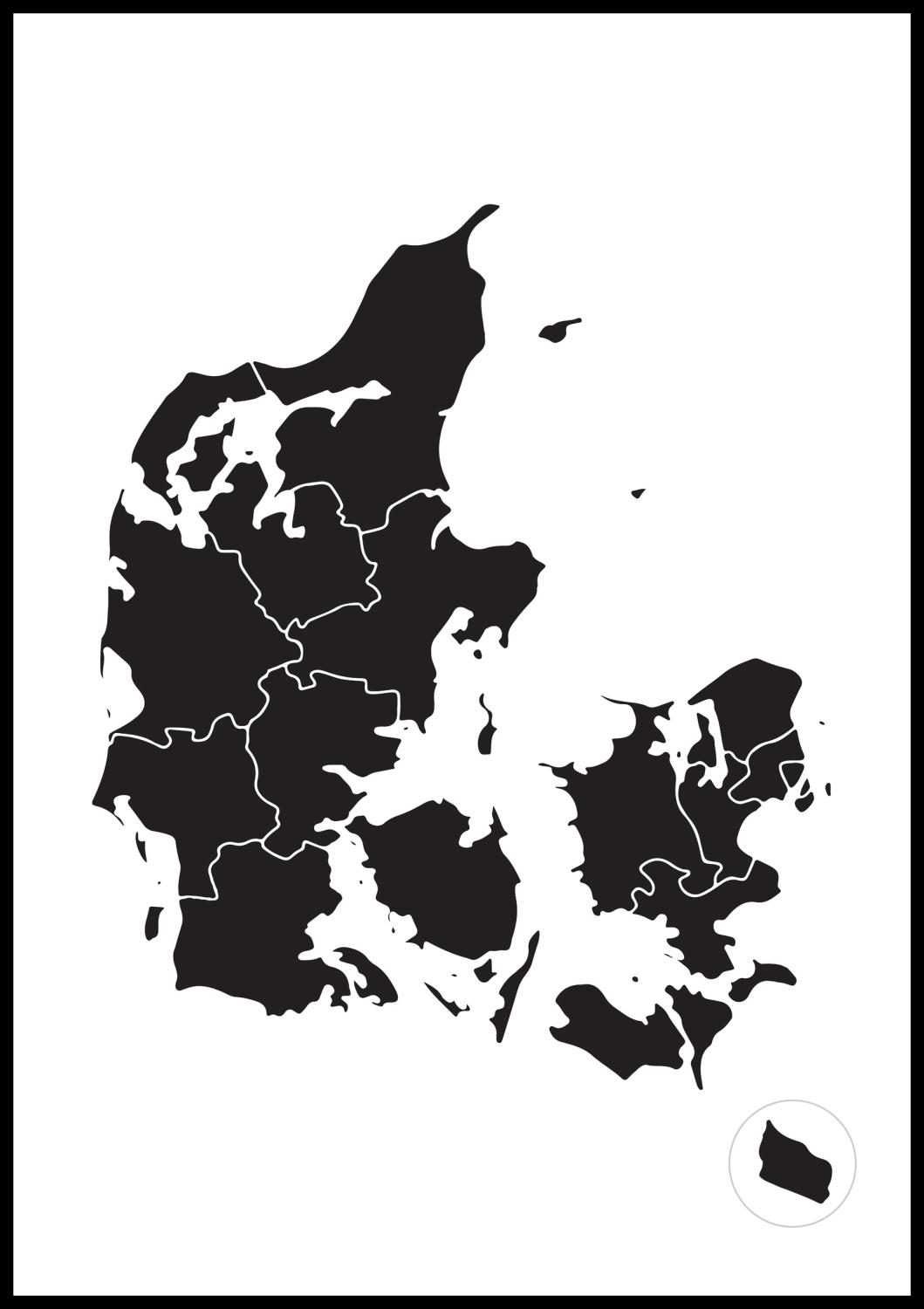 Product Image for Map - Danmark - Black Poster (21x29,7 cm (A4))