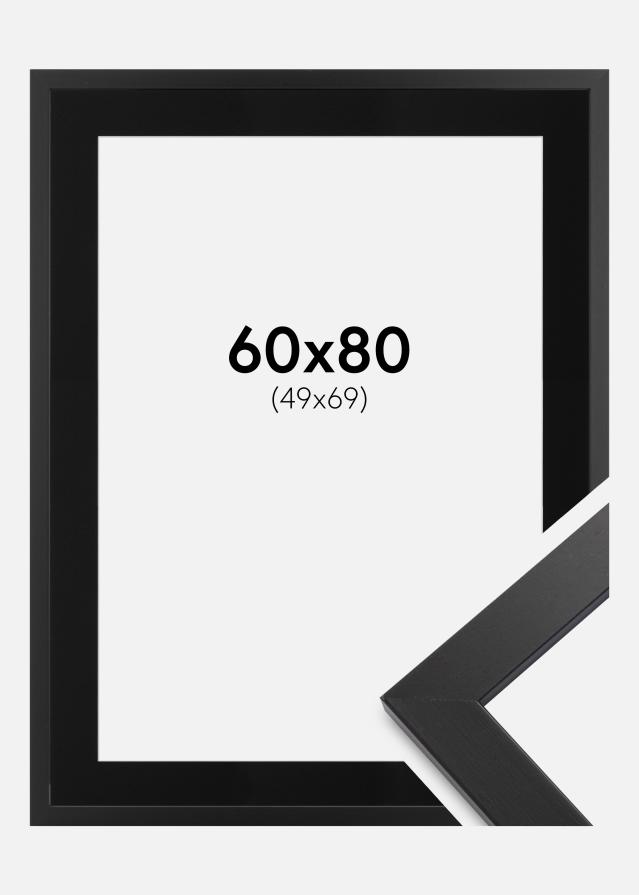 Ram med passepartou Fotolijst Black Wood 60x80 cm - Passe-partout Zwart 50x70 cm