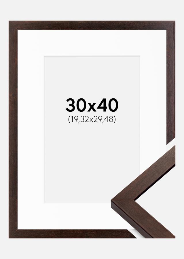 Ram med passepartou Fotolijst Selection Walnoot 30x40 cm - Passe-partout Wit 8x12 inches