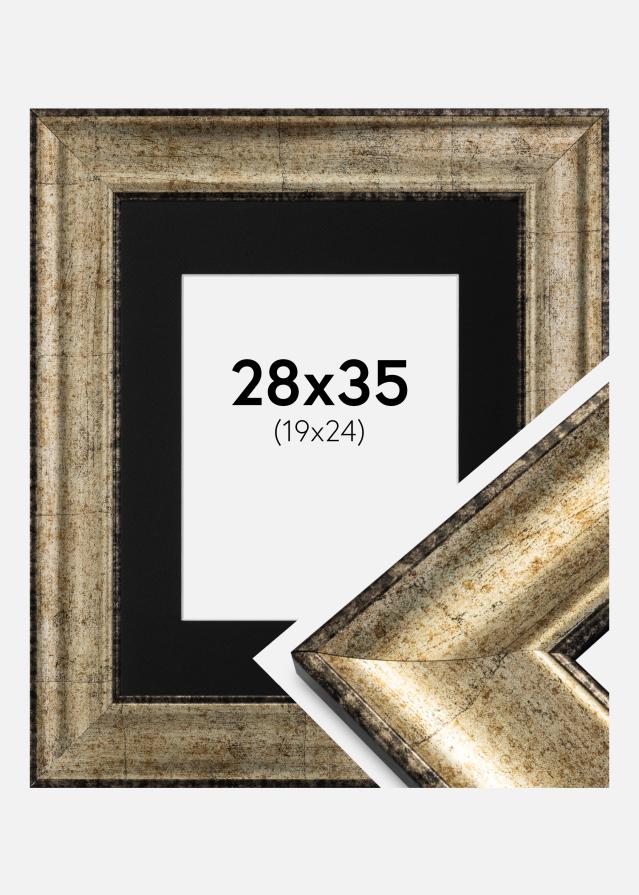 Ram med passepartou Fotolijst Saltsjöbaden Antiek Goud 28x35 cm - Passe-partout Zwart 20x25 cm