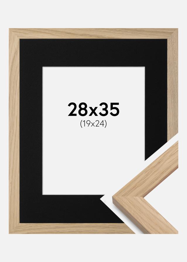 Ram med passepartou Fotolijst Oak Wood 28x35 cm - Passe-partout Zwart 20x25 cm