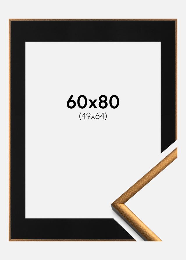 Ram med passepartou Fotolijst New Lifestyle Brons 60x80 cm - Passe-partout Zwart 50x65 cm