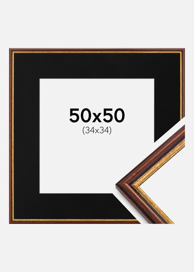 Ram med passepartou Fotolijst Horndal Bruin 50x50 cm - Passe-partout Zwart 35x35 cm