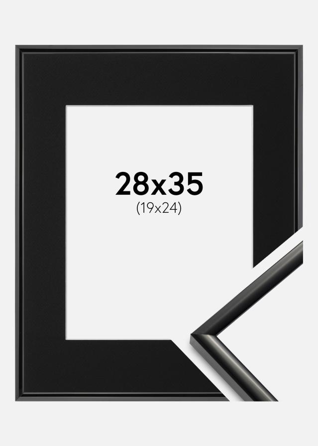 Ram med passepartou Fotolijst New Lifestyle Zwart 28x35 cm - Passe-partout Zwart 20x25 cm
