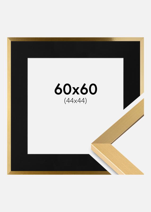 Ram med passepartou Fotolijst Selection Goud 60x60 cm - Passe-partout Zwart 45x45 cm