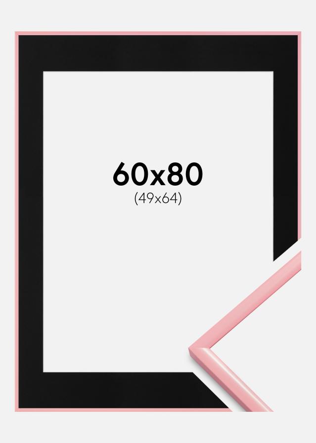 Ram med passepartou Fotolijst New Lifestyle Roze 60x80 cm - Passe-partout Zwart 50x65 cm