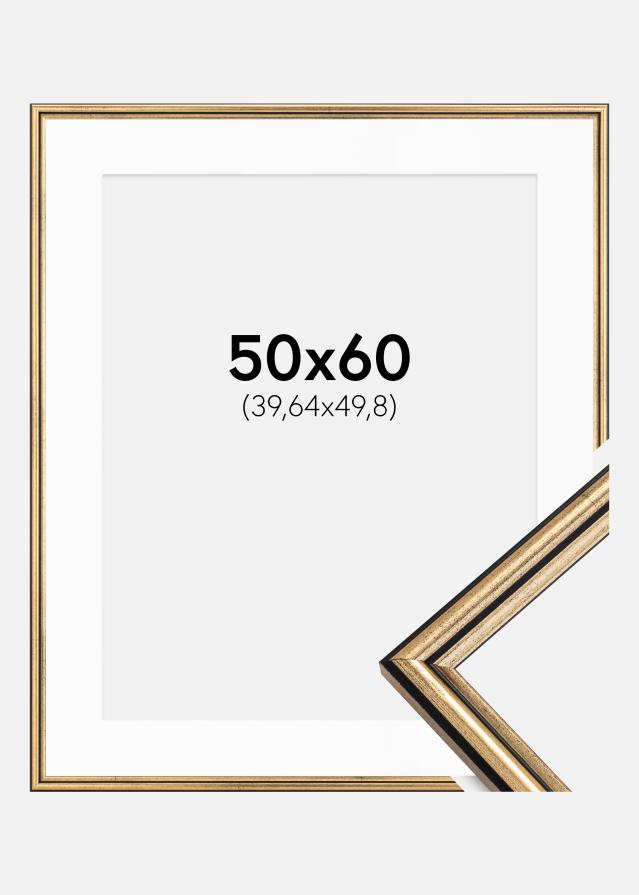 Ram med passepartou Fotolijst Horndal Goud 50x60 cm - Passe-partout Wit 16x20 inches