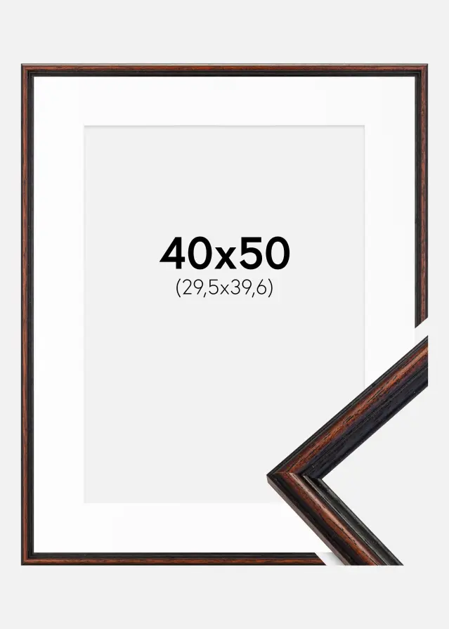 Ram med passepartou Fotolijst Horndal Walnoot 40x50 cm - Passe-partout Wit 12x16 inches