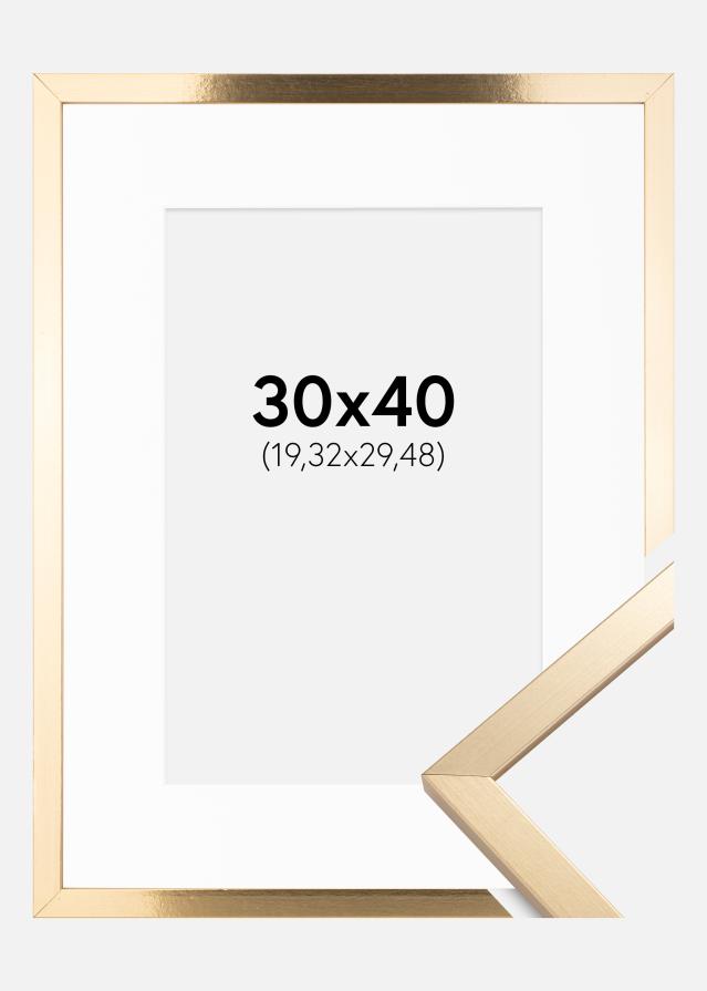 Ram med passepartou Fotolijst Trendy Goud 30x40 cm - Passe-partout Wit 8x12 inches