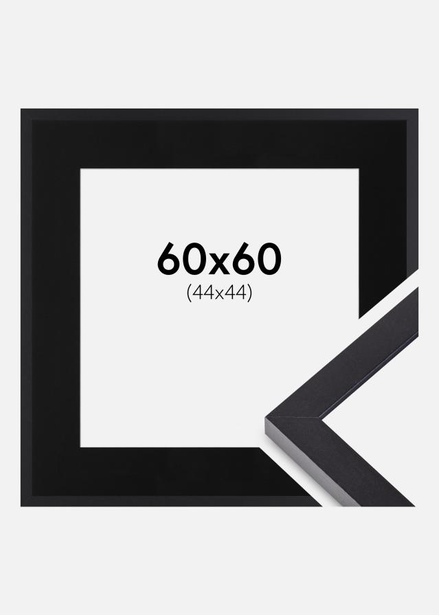 Ram med passepartou Fotolijst Selection Zwart 60x60 cm - Passe-partout Zwart 45x45 cm