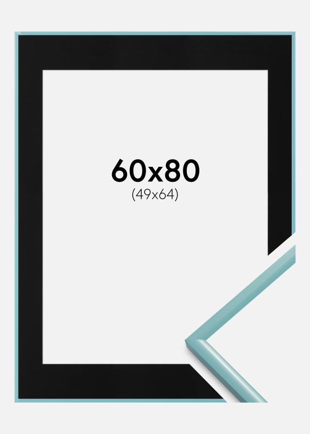 Ram med passepartou Fotolijst New Lifestyle Turquoise 60x80 cm - Passe-partout Zwart 50x65 cm