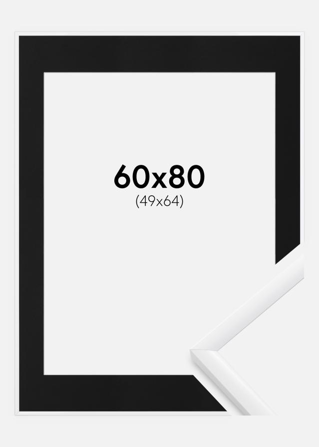 Ram med passepartou Fotolijst New Lifestyle Wit 60x80 cm - Passe-partout Zwart 50x65 cm