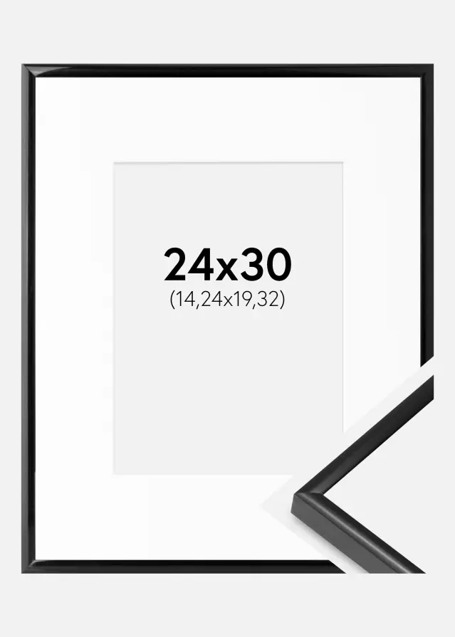 Ram med passepartou Fotolijst BGA Modern Style Zwart 24x30 cm - Passe-partout Wit 6x8 inches