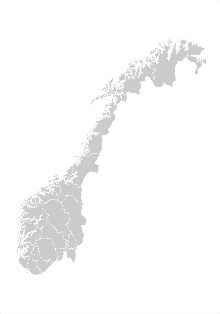 Bildverkstad Map - Norge - Grijs Poster
