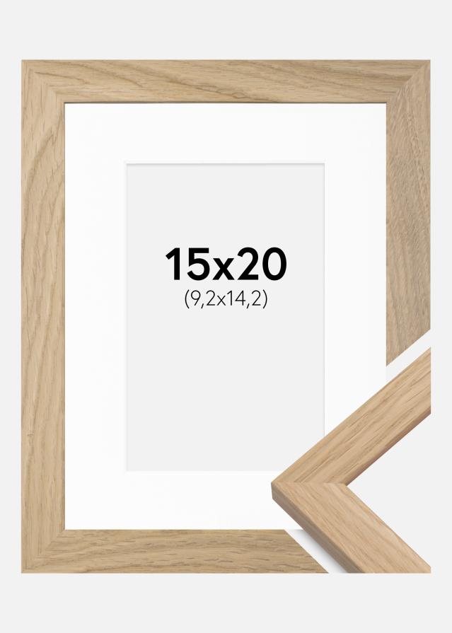 Ram med passepartou Fotolijst Oak Wood 15x20 cm - Passe-partout Wit 4x6 inches