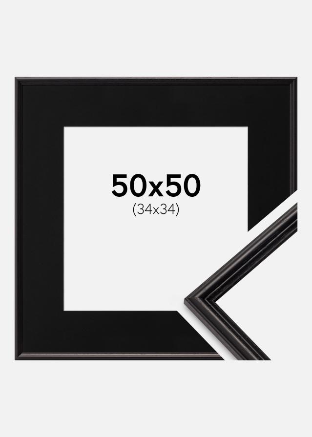Ram med passepartou Fotolijst Horndal Zwart 50x50 cm - Passe-partout Zwart 35x35 cm