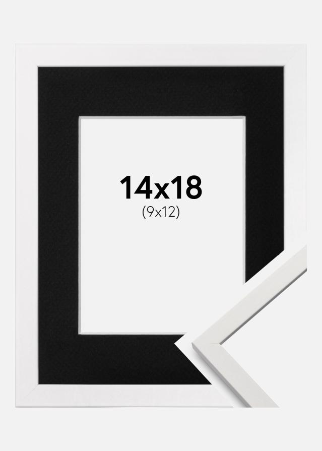 Ram med passepartou Fotolijst Edsbyn Wit 14x18 cm - Passe-partout Zwart 10x13 cm