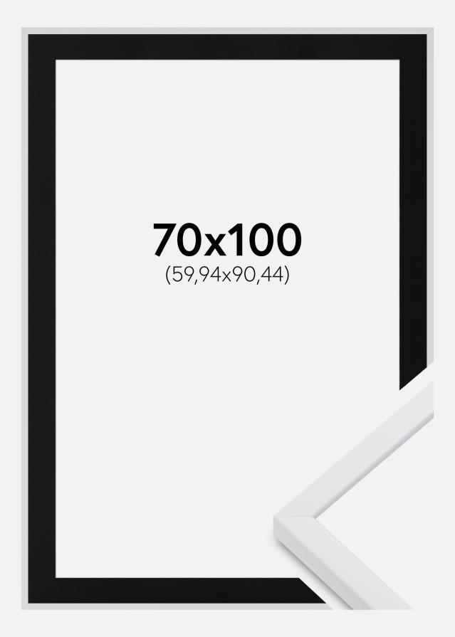 Ram med passepartou Fotolijst E-Line Wit 70x100 cm - Passe-partout Zwart 24x36 inches
