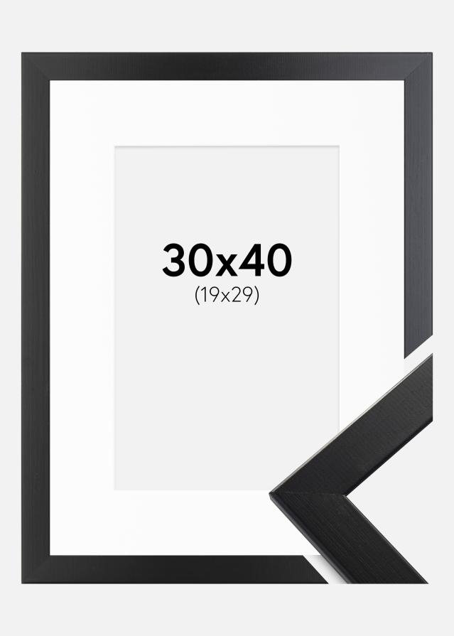 Ram med passepartou Fotolijst Trendline Zwart 30x40 cm - Passe-partout Wit 20x30 cm