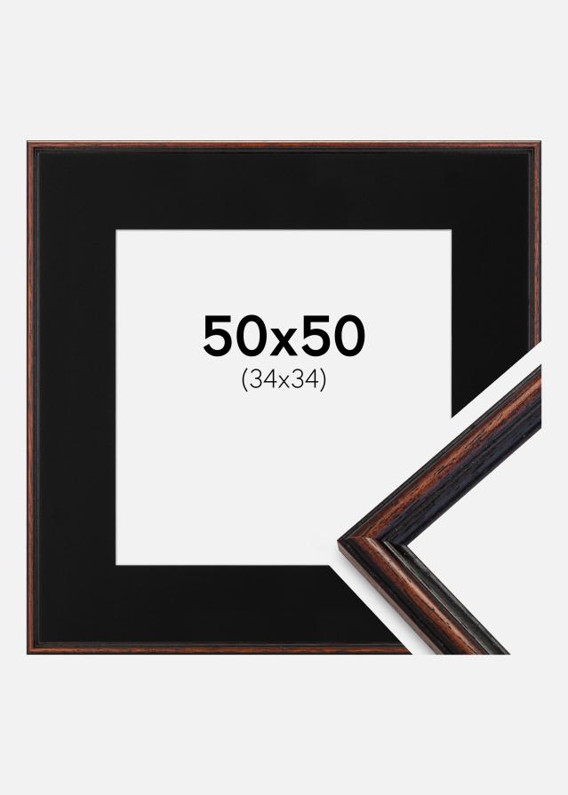 Ram med passepartou Fotolijst Horndal Walnoot 50x50 cm - Passe-partout Zwart 35x35 cm