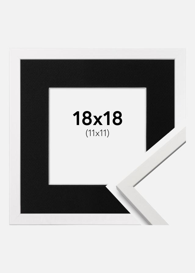 Ram med passepartou Fotolijst Edsbyn Wit 18x18 cm - Passe-partout Zwart 12x12 cm