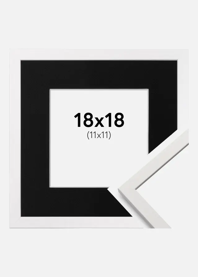 Ram med passepartou Fotolijst Edsbyn Wit 18x18 cm - Passe-partout Zwart 12x12 cm