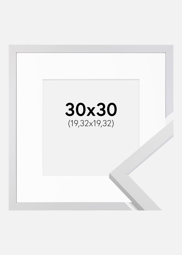 Ram med passepartou Fotolijst Trendy Wit 30x30 cm - Passe-partout Wit 8x8 inches