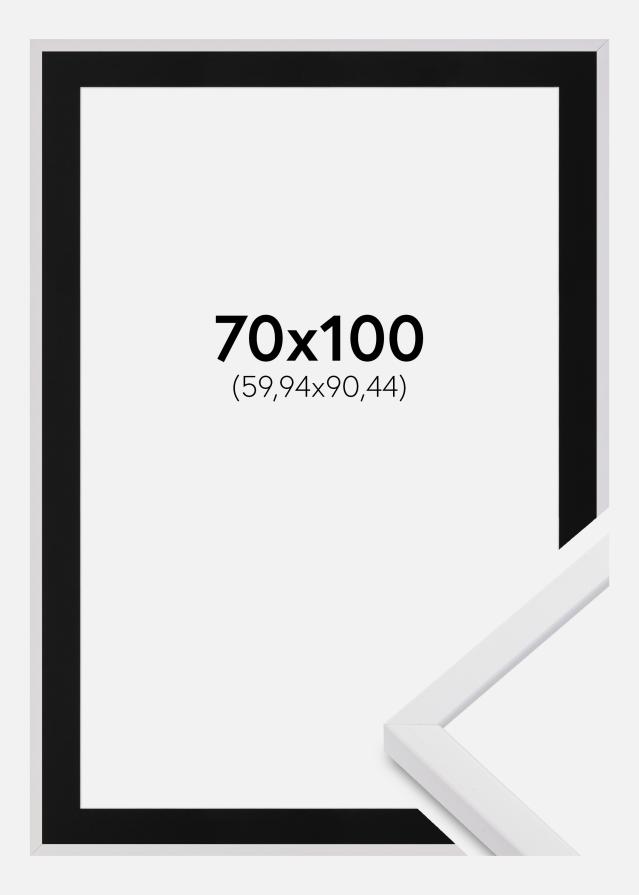 Ram med passepartou Fotolijst E-Line Wide Wit 70x100 cm - Passe-partout Zwart 24x36 inches