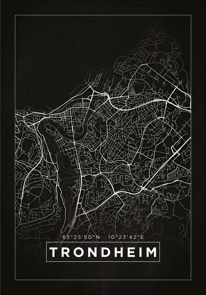Bildverkstad Map - Trondheim - Black Poster