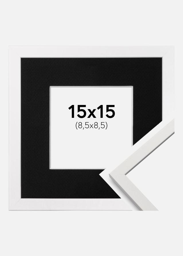 Ram med passepartou Fotolijst Edsbyn Wit 15x15 cm - Passe-partout Zwart 9x9 cm