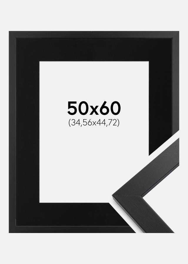 Ram med passepartou Fotolijst Black Wood 50x60 cm - Passe-partout Zwart 14x18 inches