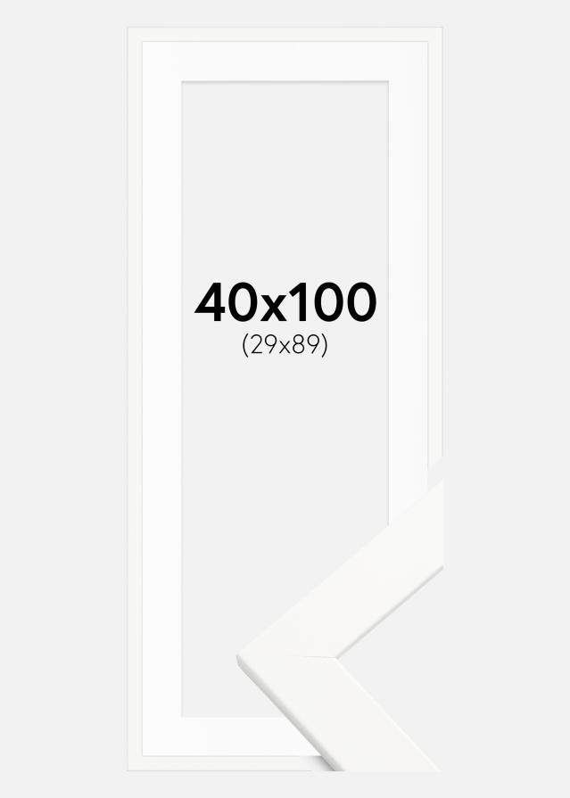 Ram med passepartou Fotolijst Trendline Wit 40x100 cm - Passe-partout Wit 30x90 cm